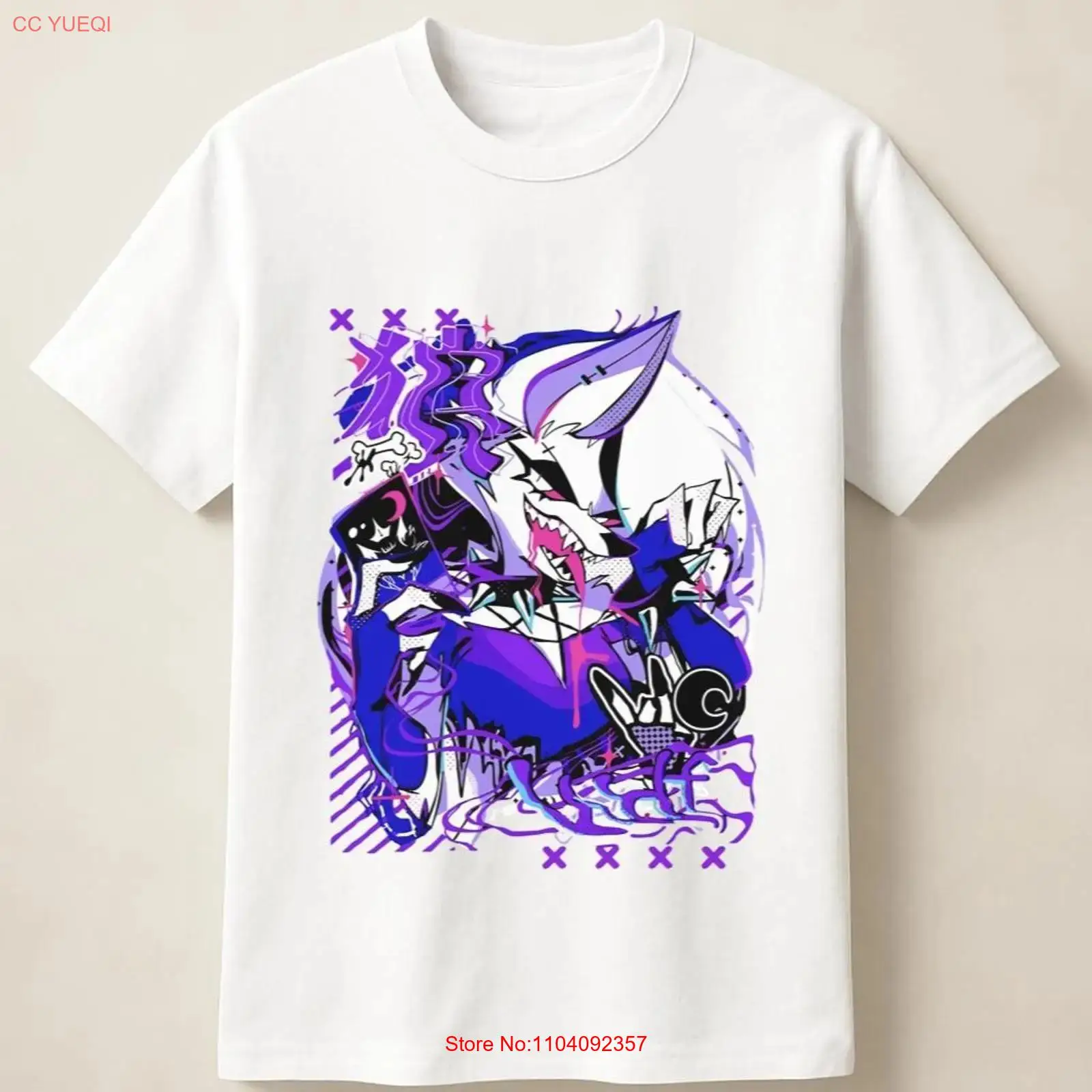 Anime Merchandise Clothes - Фиолетовая футболка с принтом «Аниме-волк в